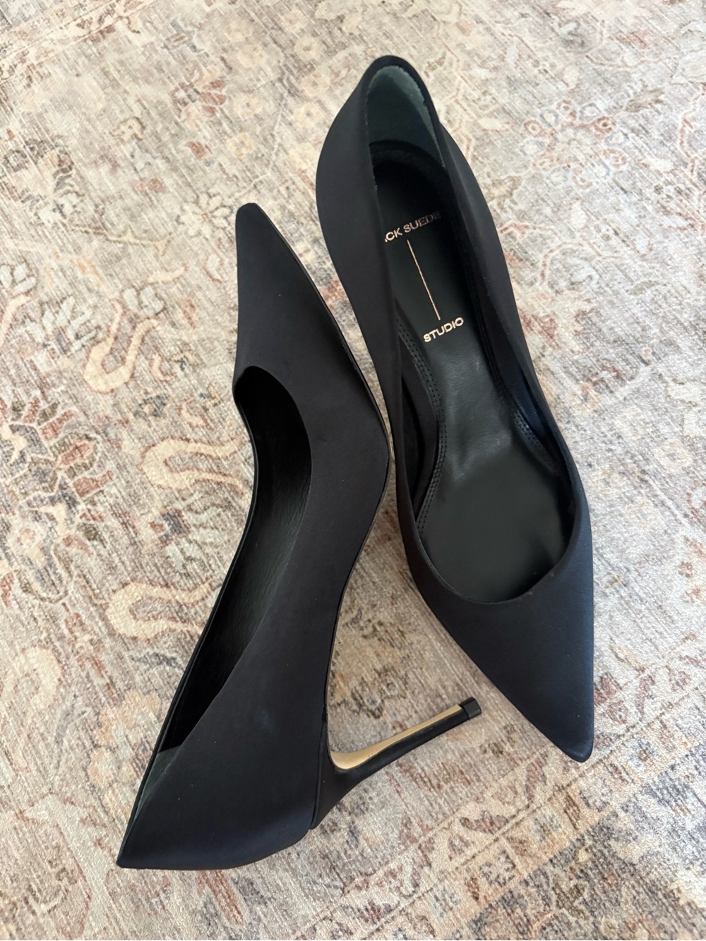 Black Suede Studio Pumps 37.5 Black Pointed Toe Stiletto Heels